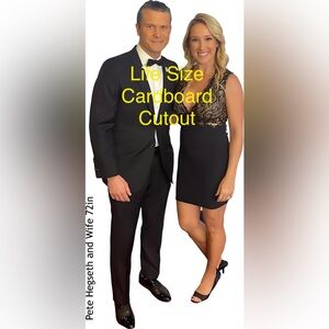Pete Hegseth and Wife Life Size Cardboard Cutout with Free Shipping